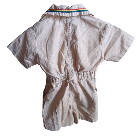 True Vintage 70's Health-Tex 4T Boys Beige Romper Embroidered Cowboy Play shorts - Picture 3 of 7